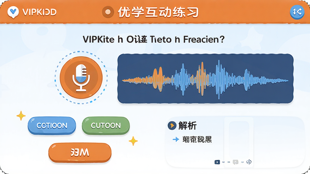 VIPKID��ѧ������ϰ���棬չʾһ��Ӣ���������⣬������˷�ͼ�ꡢ�������֡�����ͼ����������������Ѻã���ɫ�Գ�ɫ����ɫ��׺��ϸ�ڰ�����Ŀ�ı���ѡ�ť���ύ��ť���������򣬻����������ɾ����޶���Ԫ��