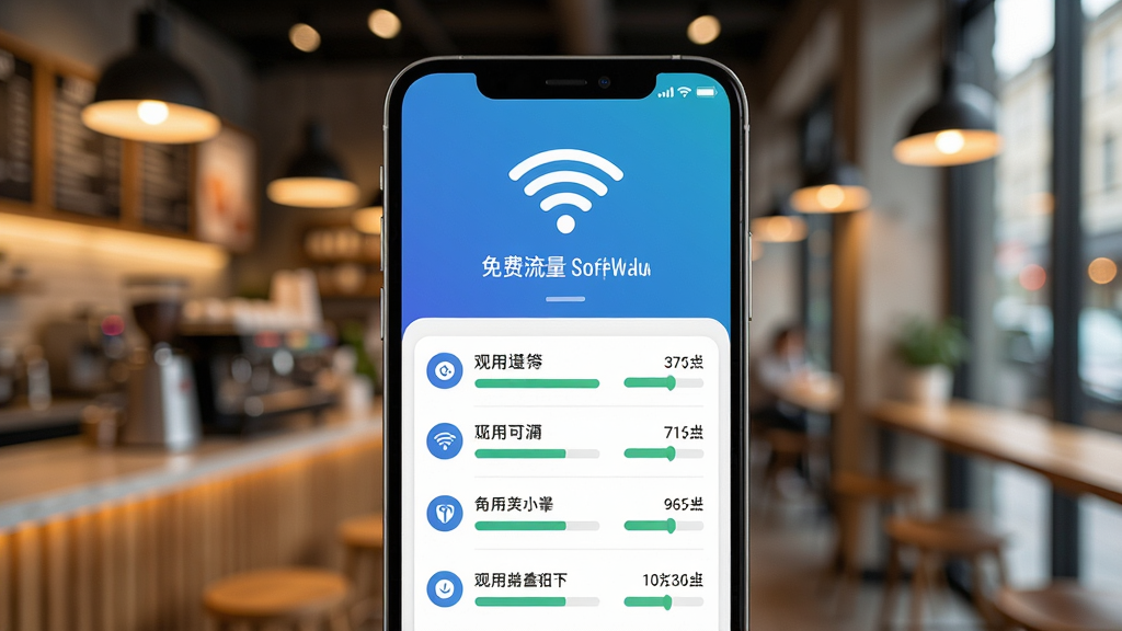 һ��չʾ�����ֻ������ͼƬ�������������������Կ����������ҳ���Ϸ���ʾ������WiFi�ź�ͼ�꣬�·��б�չʾ�ܱ߶�������ȵ��������ź�ǿ����������Ϊ�ִ����п��ȹݻ�����ůɫ���ƹ⣬�ֻ���Ļ�������������ʸ��壬�ɾ��޶���Ԫ��