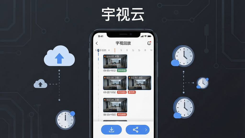 ��������һ�������ֻ�����չʾ������APP¼��طŽ��棬��Ļ����ʾʱ����Ͷ��¼��Ƭ������ͼ������ͼ��������ʱ����¼����ͱ�ǩ����Ļ�ײ������غͷ�����ťͼ�꣬����Ϊ���ɫ����Ƽ�����ֻ���ΧƯ�����ƶ�洢ͼ���ʱ��ͼ�꣬���岼�־��жԳƣ����Ϊ��ƽUI�廭�����ʸ���ɾ����޶���Ԫ�أ�ͼƬ��������д�С������ơ���ɫ����