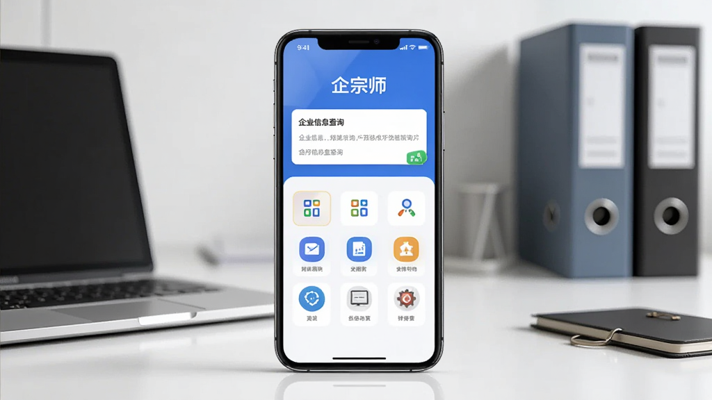 画面中央展示一部智能手机,手机屏幕上显示