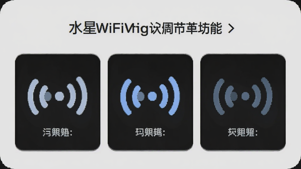 水星WiFi信号调节功能界面图,画面展示三种信号模式选项,分别用不同数量的信号波纹图标表示,背景为浅灰色,风格简约直观,画质清晰无杂乱元素