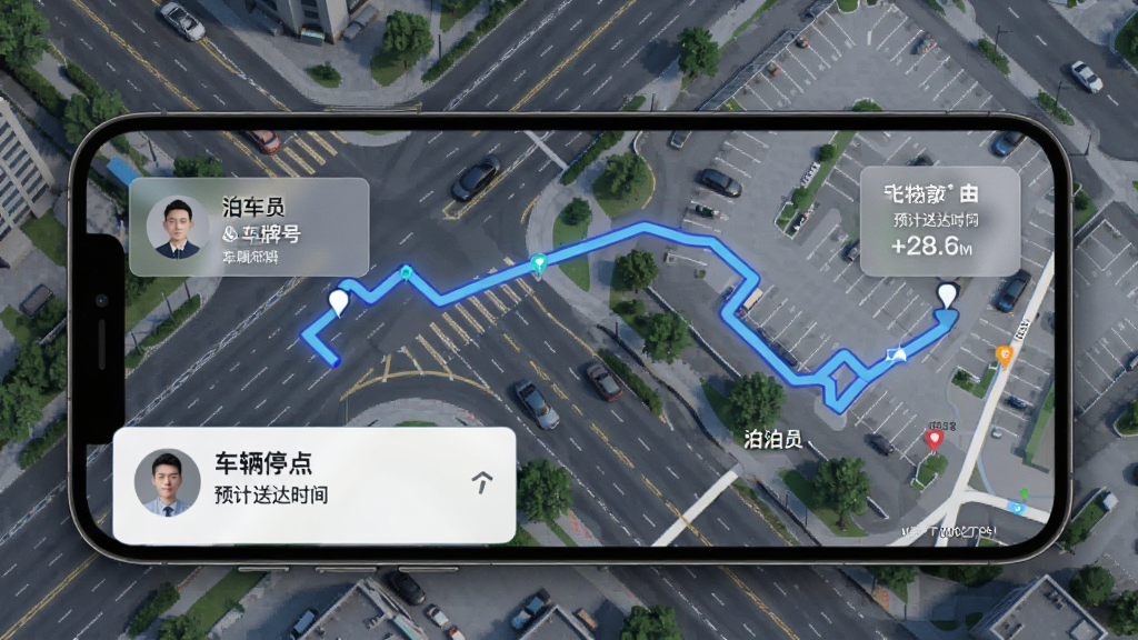 �ɲ�ͨ����׷��ҳ�棬�ֻ���Ļ��ʾ��ͼ�켣�복��ͣ�Žڵ㣬��������Աͷ�񡢳��ƺš�Ԥ���ʹ�ʱ�����Ϣģ�飬����Ϊ���е�·��ͣ��������ͼ�����Ƽ�����ʵ�øн�ϣ������������ɾ��޶���Ԫ��