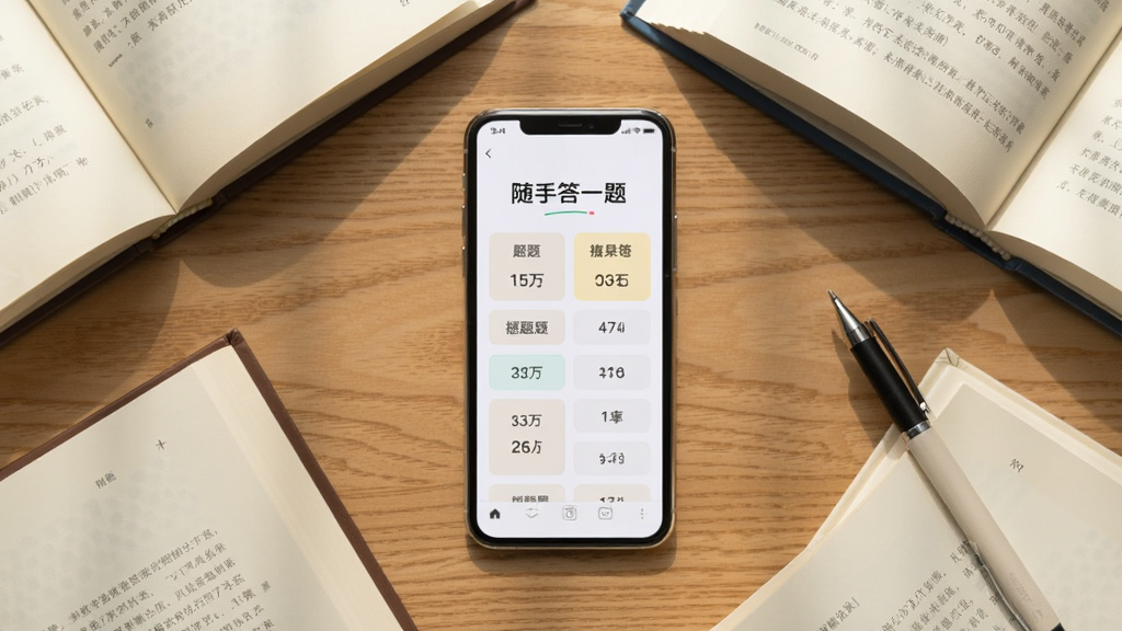 一部手机平放在木质桌面上,屏幕显示