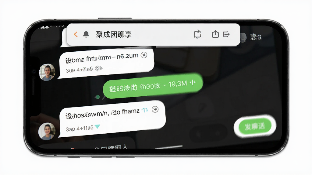聚成团聊天界面展示,主体为手机屏幕显示群聊对话和通知横幅,布局左侧为消息气泡右侧为发送按钮,排版自然,风格清新简洁,细节包含时间戳和已读标记,画质高清干净无多余元素