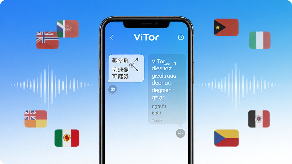 ����������һ�������ֻ�����Ļ����ʾ��ViiTorʵʱ����ĶԻ����棬��������ֱ������ĺ�Ӣ��չʾ�ŷ������ݣ������Ǽ������׽���ɫ������Χ�����Ŷ�����ҵĹ���ͼ�����������ͼ�����������ִ��Ƽ���ʮ�㣬�Ű�ɾ����࣬���ʸ��壬�޶���Ԫ��