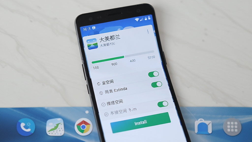 画面主体为一部安卓手机正在安装