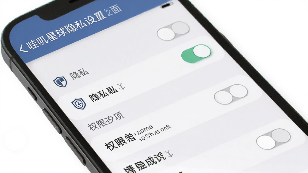 哇叽星球隐私设置页面,主体是手机屏幕展示隐私开关和权限选项,布局为设置列表,排版整洁,风格为简约商务,细节包括盾牌图标、开关按钮、文字标签,画质高清,干净,无多余元素
