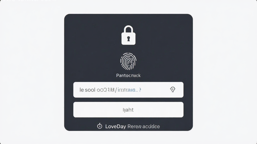 LoveDay 隐私安全设置界面,主体为应用锁密码输入框,布局居中,排版规整,风格沉稳,细节包含锁形图标、指纹识别示意、安全提示文字,画质高清,干净,无多余元素