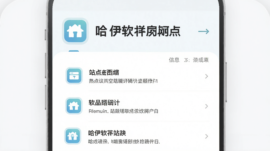 主体为哈伊软件站点详情页面,布局采用上下分栏结构,排版上方为站点名称下方为信息列表,风格为淡雅清新的移动应用界面,细节包含站点图标与文字说明,画质高清干净无多余元素
