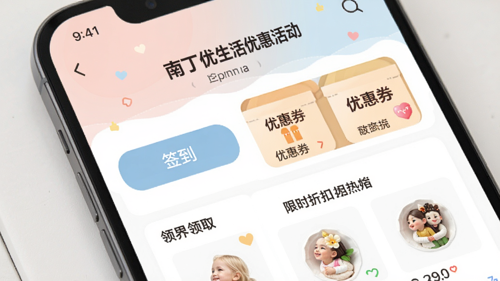 �϶��������Żݻҳ�棬�ֻ���Ļ��ʾǩ����ť���Ż�ȯ��ȡ�������ʱ�ۿ���Ʒ������ɫ����ͣ�����������ͻ�����Χ������ɾ������廭��