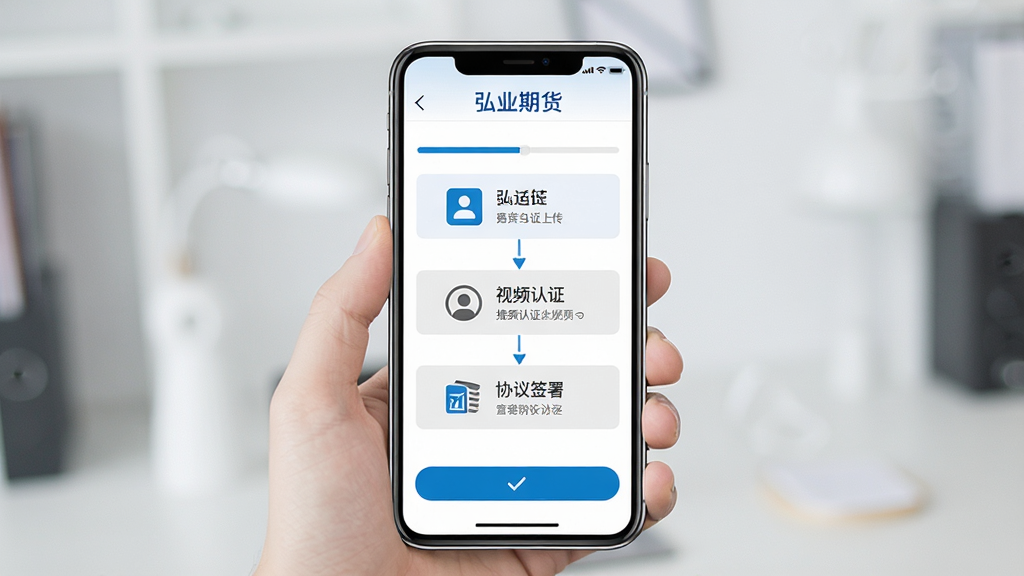 һ��չʾ��ҵ�ڻ�app���߿������̵��ֻ�����ͼ�������������ֻ�����Ļ����ʾ����ҵ�ڻ�������ҳ�棬��������֤�ϴ�����Ƶ��֤��Э��ǩ��Ȳ���ͼ�꣬����Ϊ��������ʽ�Ű棬���Ϊ�������磬��ɫ�԰�ɫ����ɫ��ǳ��ɫΪ����ϸ�ڰ�������������ѡ��ť����ʾ���֣����ʸ��壬�ɾ����޶���Ԫ��