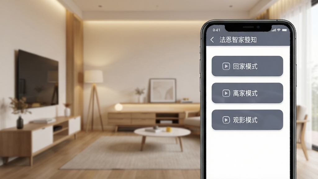 法恩智家智能场景控制界面,手机屏幕显示