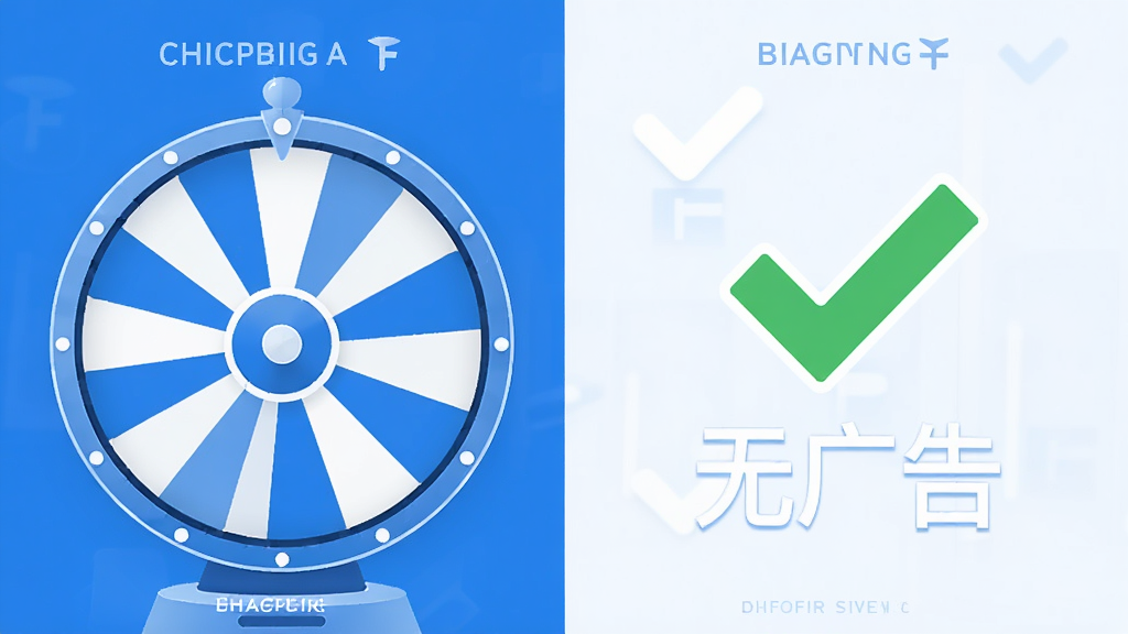 决定小转盘应用界面展示无广告纯净体验的对比图,左侧为干净整洁的转盘主界面,右侧用对勾图标强调“无广告”标识,画面以蓝白色调为主,风格清新商务,布局对称,画质高清,干净无多余元素