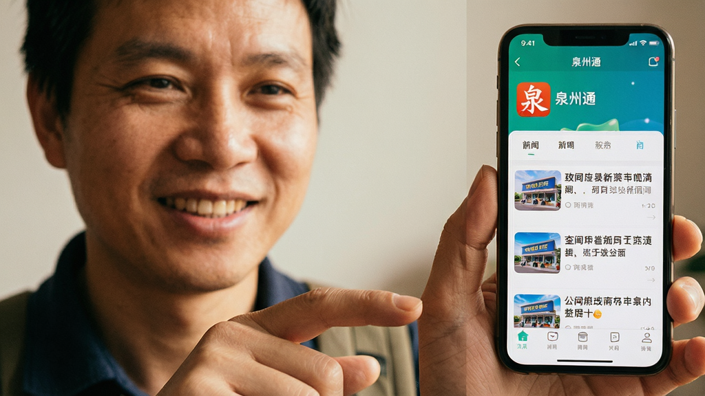 一位泉州市民手持手机浏览