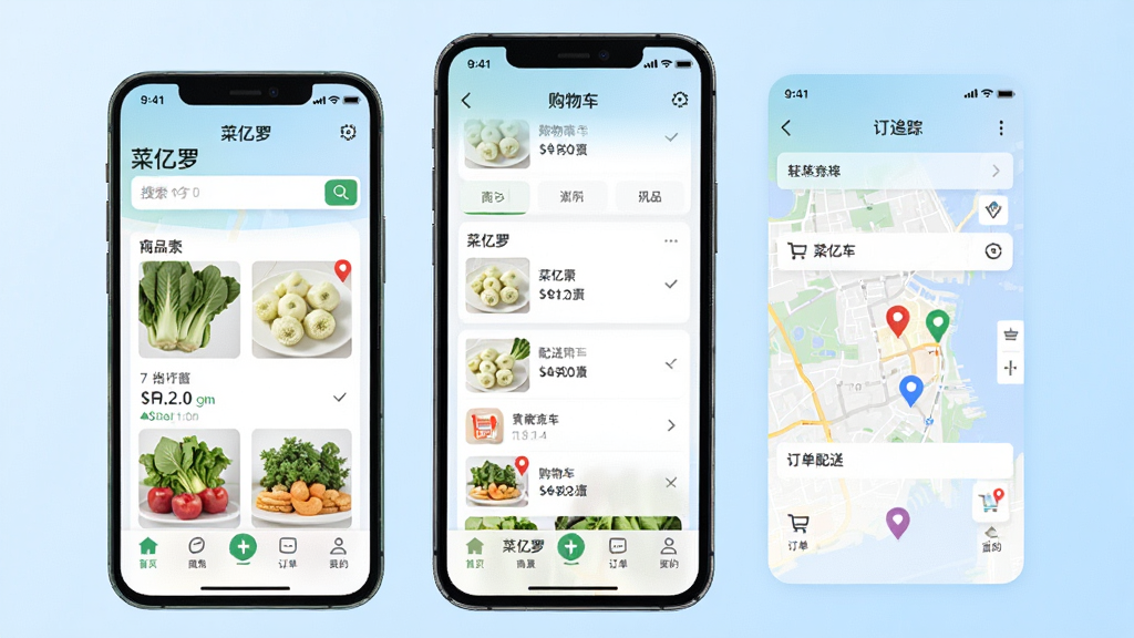 �������ƶ��˲������棬����Ϊ�ֻ���Ļչʾ��Ʒ���������ﳵ�붩��׷������ҳ�沢�ţ�����Ϊ�����������У�����Ϊǳ��ɫ���䣬�Ű����룬���Ϊ��ƽ��UIչʾ��ϸ�ڰ���������ײ������������͵�ͼ��ǣ����ʸ��壬�ɾ����޶���Ԫ��
