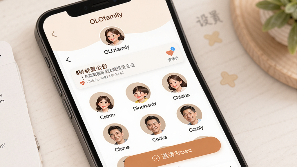 OLOfamily��ͥȺ��������棬����Ϊ�ֻ���ĻչʾȺ������ҳ��ͳ�Ա�б�������Ϊ�Ϸ�Ⱥͷ���·���Աͷ���������У��Ű��������򣬷��Ϊ��ܰ��ͥ������ɫ��ϸ�ڰ���Ⱥ������������Ա��ʶ�����밴ť�����ʸ��壬�ɾ����޶���Ԫ��