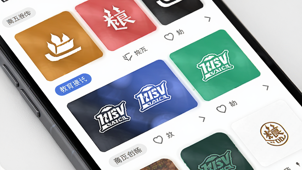 Logo�̱����ģ�����棬����չʾ�ֻ���Ļ����������ĸ�����ҵLogoģ������ͼ�������������Ƽ��������ȷ����ǩ��ɫ�ʷḻ���Ű����򣬷��Ϊ�����������ƶ���Ӧ�ý��棬ϸ������չʾģ���ͼ���������Ű棬���ʸ��壬�ɾ��޶���Ԫ�ء�