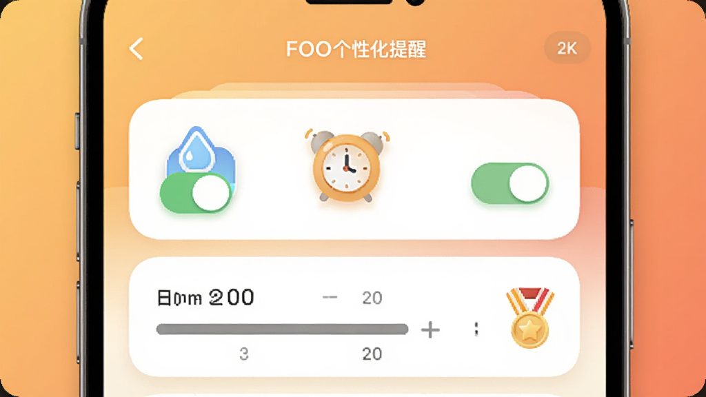 AFOO���Ի����ѹ��ܽ��棬���������ֻ���Ļ��ʾ��������ҳ�棬������ˮͼ�ꡢ����ͼ�ꡢĿ�������������Ϊůɫ�����䣬����Ϊ���·ֲ㣬���Ϊ���Բ�ǿ�Ƭ��ƣ�ϸ�ڰ������ذ�ť��ʱ��ѡ������ѫ��ͼ��������2K���ɾ����޶���Ԫ��