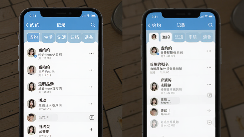 当约应用生活记录归档功能界面图,手机屏幕显示当约的记录列表和标签分类,界面清爽,文字清晰,风格扁平化,画质干净,无多余元素