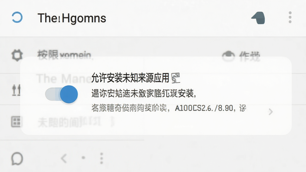 一张手机屏幕显示游戏安装权限设置界面的示意图,画面中有