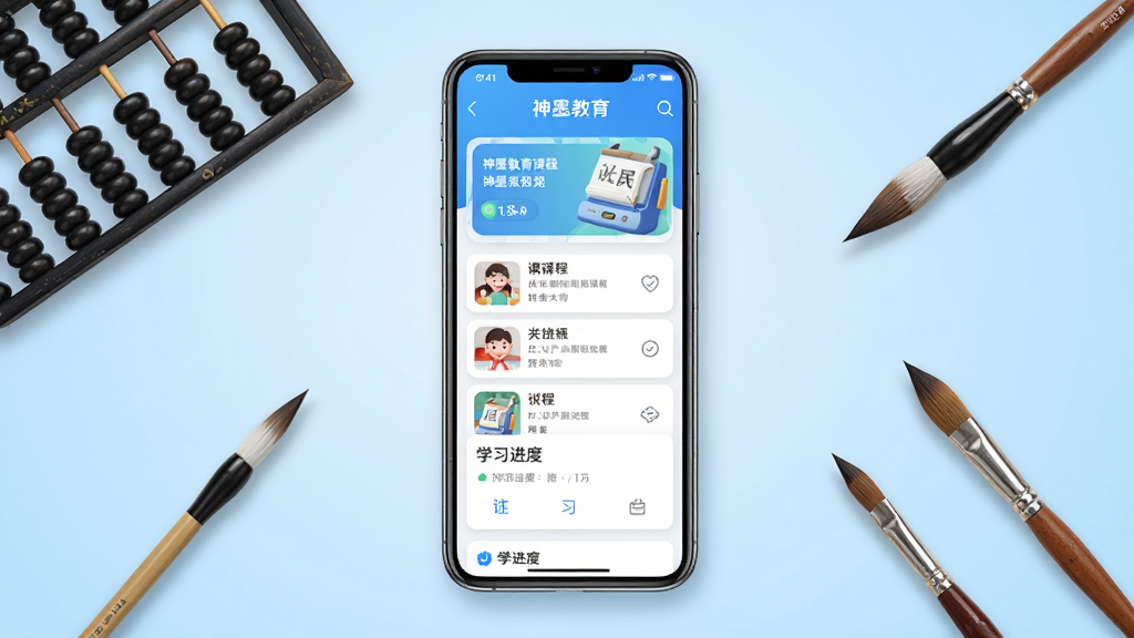 ��ī����APP������ȫòչʾ���ֻ���Ļ���з��ã���Ļ����ʾ�γ��б���ѧϰ����ģ�飬����Ϊǳ��ɫ���䣬��Χ��׺���̡�ë�ʡ����ʵ�ѧϰԪ�أ����������¼�࣬����ɾ��޶���װ�Σ����廭��