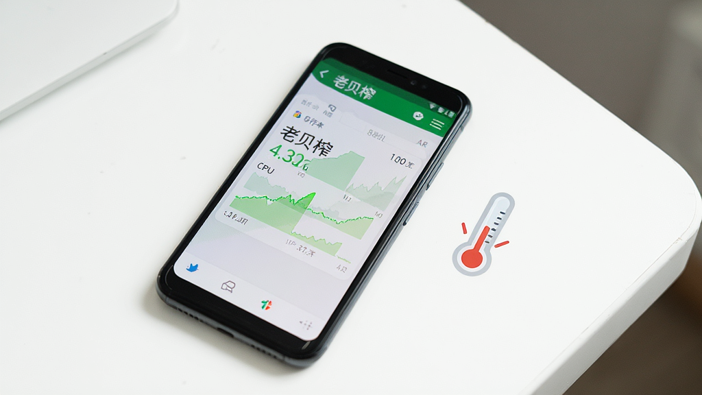一张手机性能监控界面风格图片,画面展示手机屏幕上显示