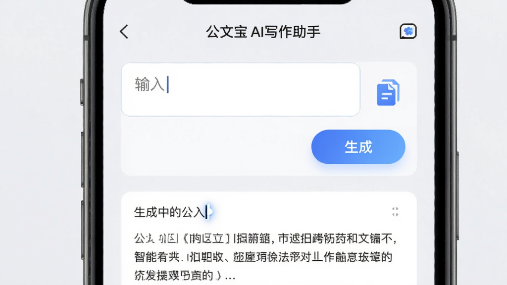 ���ı�����д�����棬�ֻ���Ļ��ʾ�����ı���AIд������ҳ�棬���������������ɰ�ť���·���ʾ�����еĹ��Ķ���Ԥ��������Ϊ����ɫ������Ϊ���½ṹ�����Ϊ�ִ��Ƽ��У�ϸ�ڰ�����˸�Ĺ�ꡢ��ɫ���䰴ť���ĵ�ͼ�꣬���ʸ��壬�ɾ����࣬�޶���Ԫ��