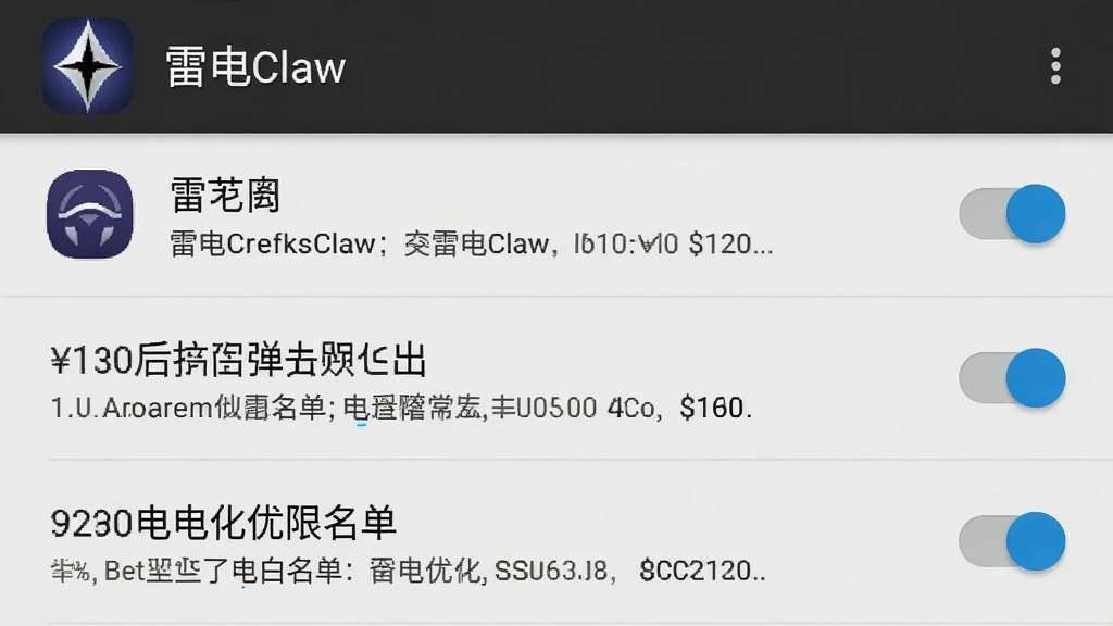 �׵�Claw�ƶ���Ȩ�����ý��棬����չʾ�ֻ���Ļ�ϵ�Ӧ��Ȩ���б�����������������̨�������桢����Ż���������ѡ�ÿ��ѡ�����п��ذ�ť��������ʾ�������ơ��׵�Claw����ͼ�꣬���Ϊ��׿ԭ�����ý��棬���ּ�࣬ϸ�ڰ���Ȩ��˵��������������أ������������޶���Ԫ��