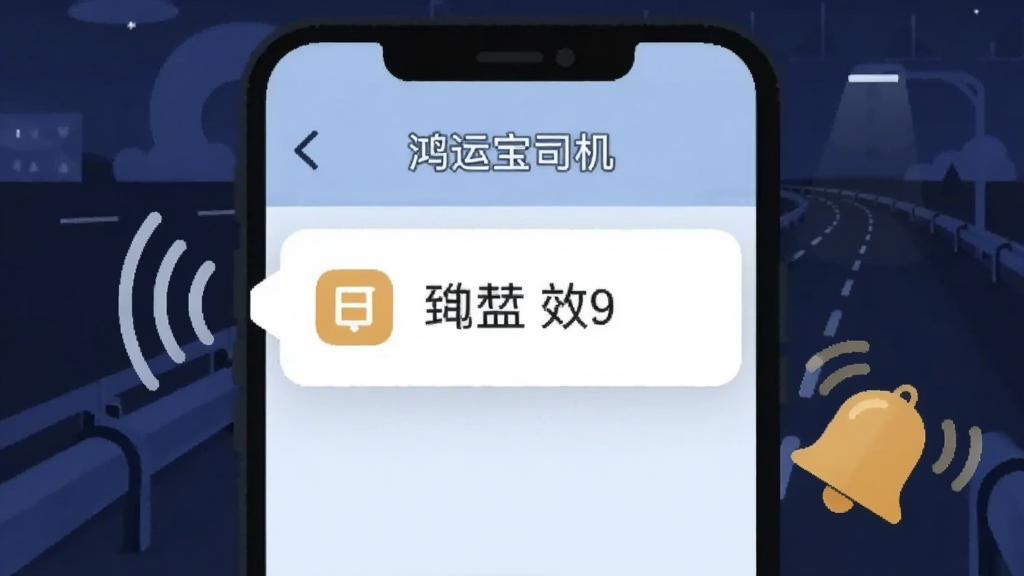 手机屏幕弹出消息通知气泡,气泡内显示订单图标与文字,手机旁有声波符号与铃铛图标,屏幕上方标注