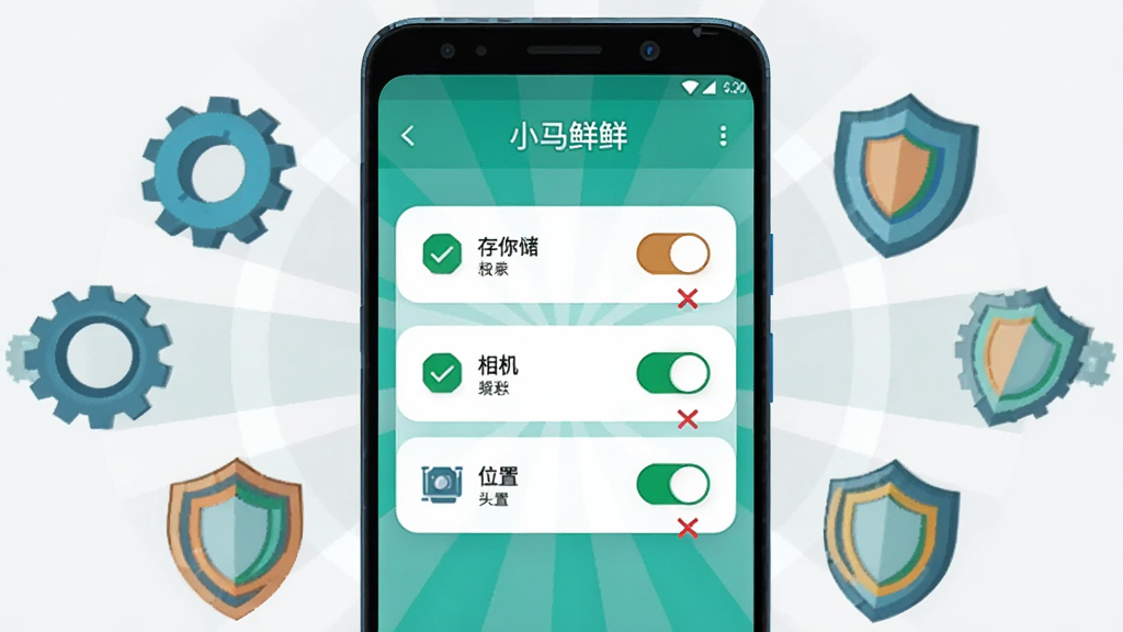 ����Ϊһ����׿�ֻ�չʾ��С�����ʡ�Ȩ�����ý��棬��Ļ����ʾ�洢�������λ������Ȩ�޿��أ�����Ϊ�ֻ����С���Χ���Ƴ��ֺͶ���ͼ�꣬�Ű�������ķ���ʽ�����Ϊ��ƽ���Ƽ��廭��ϸ�ڰ�����ɫ�Թ�����ɫ��š�Ȩ�����ֱ�ǩ������Ϊ����2K���ɾ��޶���Ԫ�أ�����Ϊǳ��ɫ