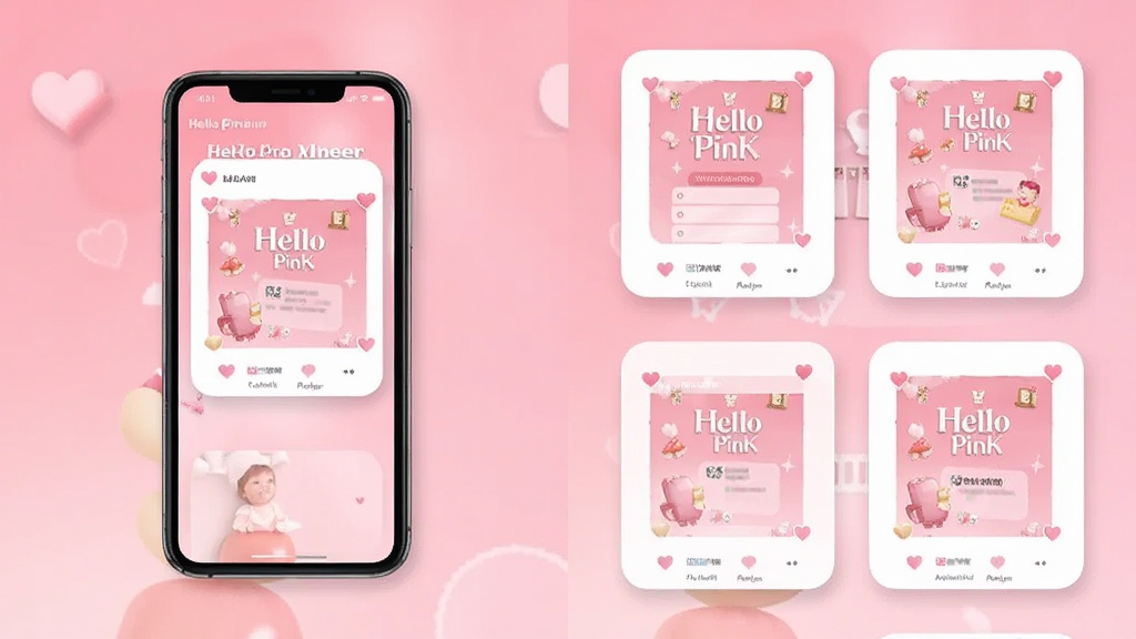 һ���ֻ�չʾHello PinK�������棬��������Ϊ�ֻ�������ɫ��������ͼ������Ϊ���ҷ������Ű����������Ϊ������Ů�磬ϸ�ڰ�����ɫ���䱳����Բ�ǿ�Ƭ������ͼ�ꡢ�����Ӱ�����ʸ��壬�ɾ����޶���Ԫ��