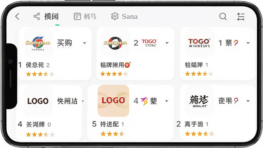 一张手机应用界面截图,主体为买购十大品牌排行榜APP首页,布局展示多个行业品牌榜单卡片,排版清晰整齐,风格现代简约,细节包含品牌LOGO、排名数字、评分星级,画质高清,干净,无多余元素