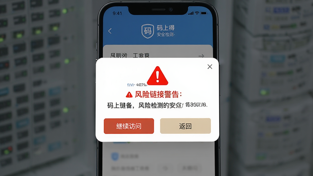 �����ϵá�Ӧ�ð�ȫ�����ʾ���棬����Ϊ�ֻ���Ļ����ʾ�������Ӿ��浯��������Ϊ���е�����ʽ���Ű�ͻ������ͼ�������֣����Ϊ��ȫ��ʾ���ϸ�ڰ�����ɫ��ʾ��ʶ�����������뷵�ذ�ť�����ʸ��塢�ɾ����޶���Ԫ��