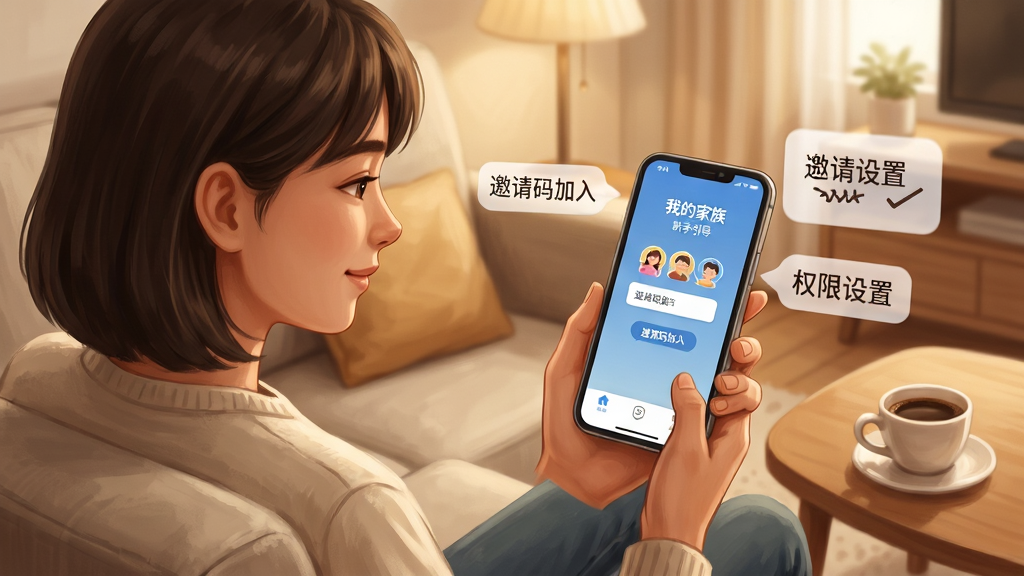 画面展示一位年轻人坐在沙发上使用手机,手机屏幕显示
