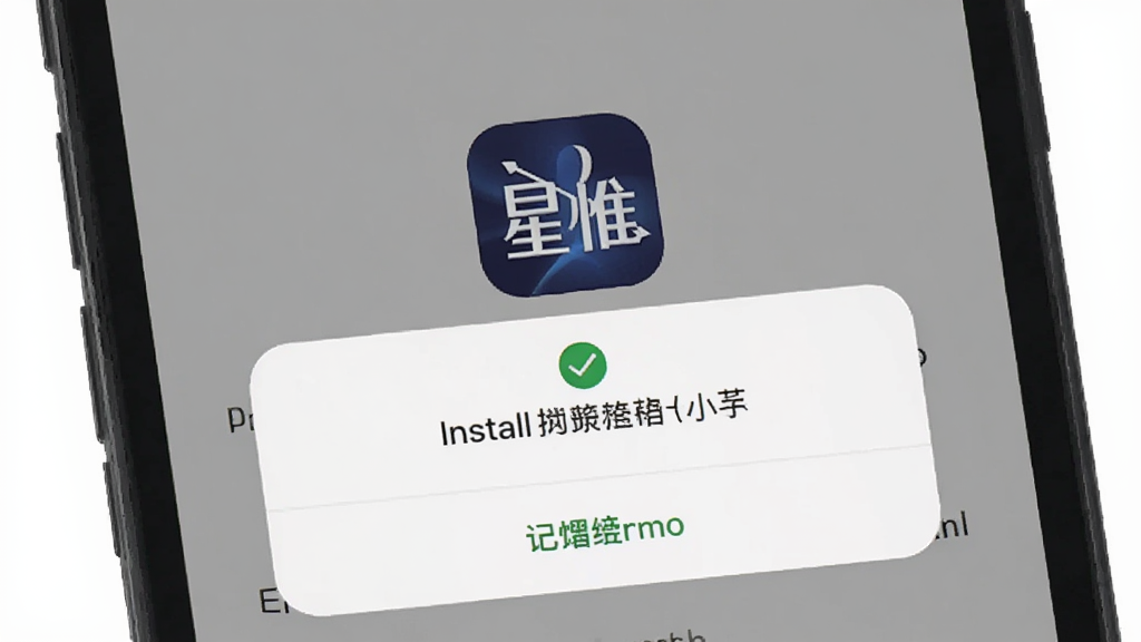 一张展示手机安装应用过程的图片,屏幕中显示安装确认弹窗,背景为浅灰色,画面中央有“星惟”应用图标,风格简洁,画质清晰,无多余元素