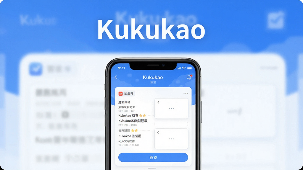 一张展示Kukukao法考刷题软件主界面的预览图,画面上方居中显示