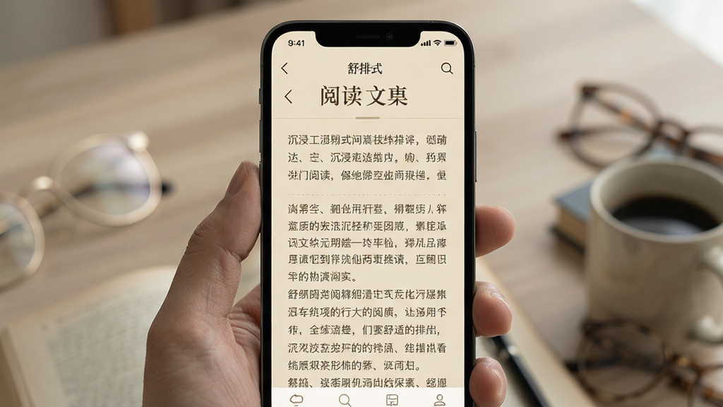 句读 沉浸式阅读 文集 界面 手机应用 长文排版 舒适阅读 米色背景 高清画质 干净无多余元素