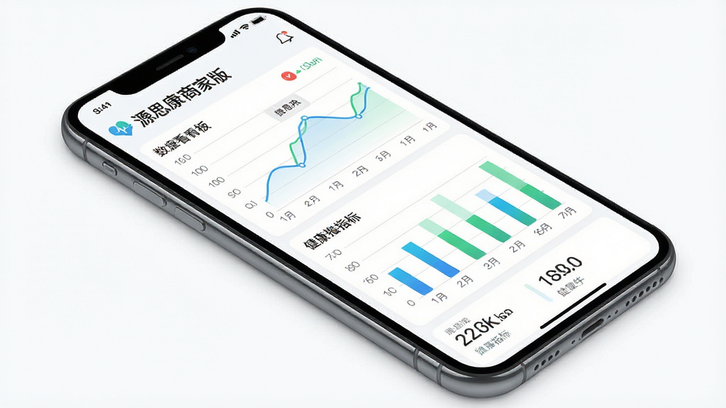 一张展示健康数据追踪界面的示意图,手机屏幕显示