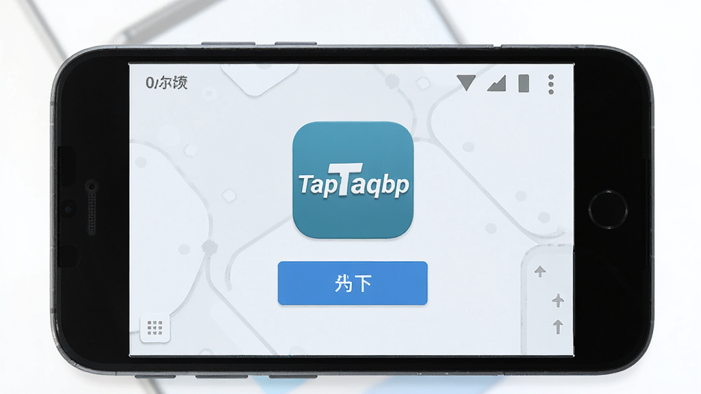 一张展示安卓手机屏幕的图片,屏幕中央显示“TapTaqbp”软件图标和简洁的操作界面,主体为手机与软件界面,布局居中,排版干净,风格为现代扁平化科技风,细节包含图标、按钮和浅色背景,画质清晰,干净,无多余元素。