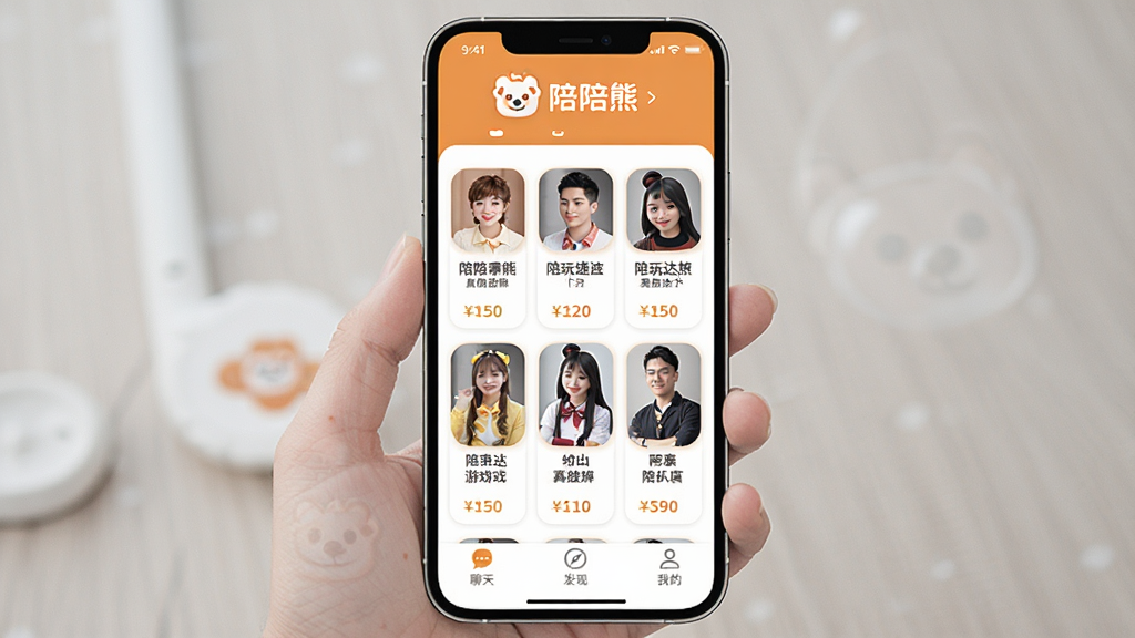 һ���ֻ�Ӧ�ý���չʾͼ������������������APP����ҳ��������ʾ������Logo�����ƣ��м����������Ŷ�λ������˵�ͷ��Ƭ��ÿ����Ƭ�·���ע��Ϸ���ƺͼ۸񣬵ײ������졢���֡��ҵĵȵ�����ť�����������¿ɰ�����ɫ��ů��ɫ�Ͱ�ɫΪ������������������ɾ����࣬�޶���Ԫ��