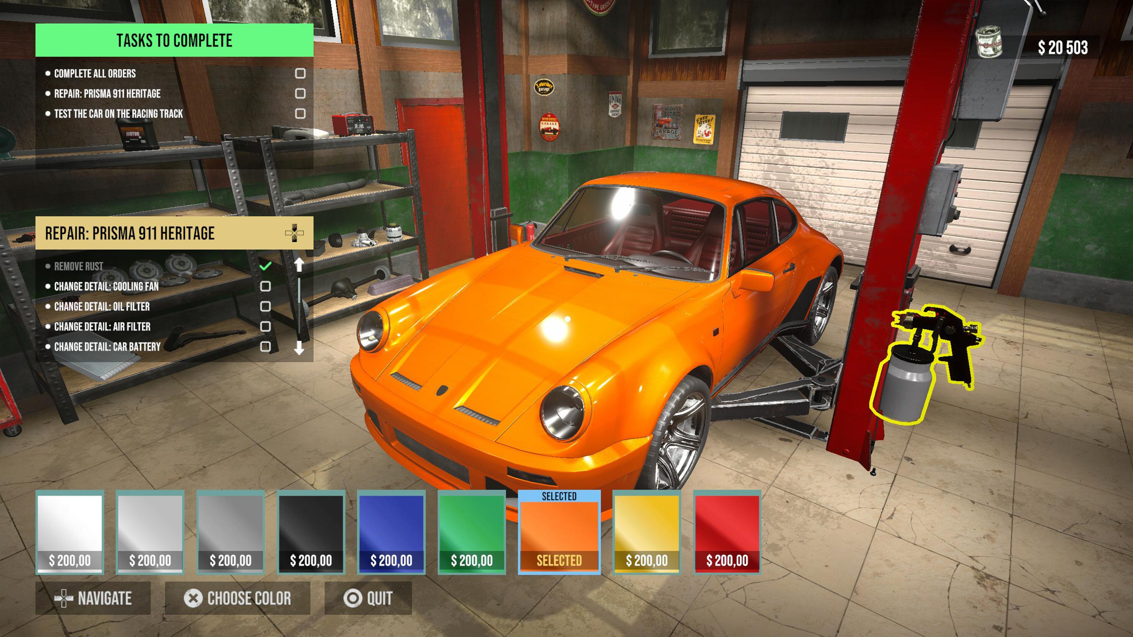 机械师:汽车改装(Mechanic: Car Tuning Simulator) 赛道测试调校数据界面 玩家驾驶改装车过弯