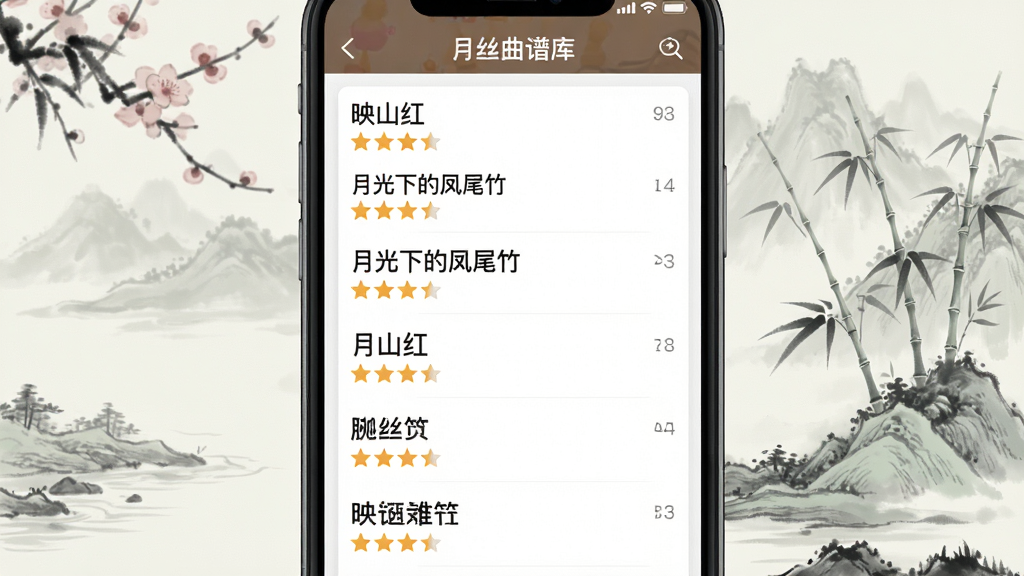 һ��չʾ��«˿App���׿�����ͼƬ������Ϊ�ֻ���Ļ����Ļ����ʾ���׺�«˿���������б��硰ӳɽ�족���¹��µķ�β�񡱣������Ѷ��Ǽ���ע������Ϊ�ֻ����У�����Ϊ���ŵ��й���ˮīԪ�أ��Ű����룬������¼�Լ��ϸ�ڴ���Ļ���������ɼ������ʸ��壬�ɾ��޶���Ԫ�ء�
