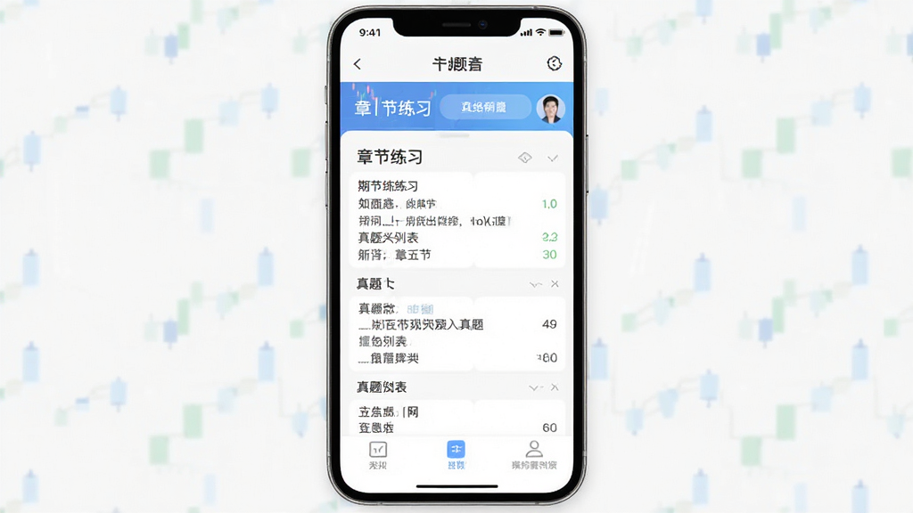 期货从业资格题库网 安卓版 手机刷题界面 展示章节练习与真题列表 明亮简洁的学习类APP截图风格 居中排版 干净无多余元素 高清画质
