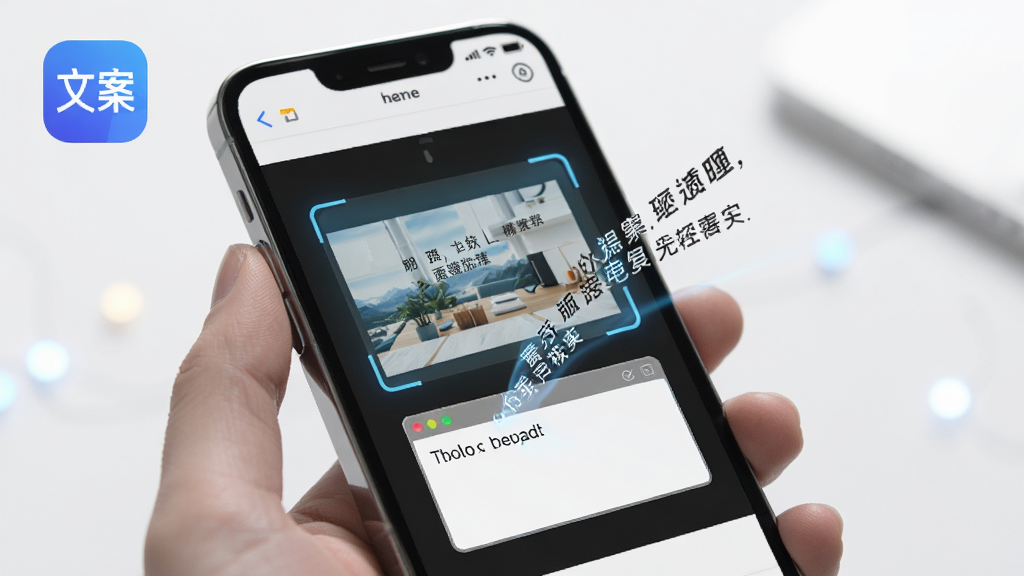 一部手机屏幕中展示着从图片和视频中提取文字的过程,画面中有