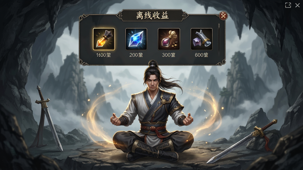 �����������߹һ�������棬��������һλ������������ɽ������������Χ�е����Ĺ�â���ƣ���Ļ�Ϸ���ʾ���������桱��壬������г�����Ͳ��ϵ�ͼ�꣬����Ϊ����չʾ�����Ϊ��������дʵ��ϸ�����������ʸ��壬�ɾ��޶���Ԫ��