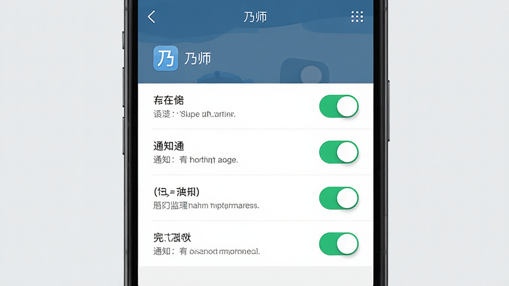 一张展示手机应用权限设置界面的示意图,画面中手机屏幕显示“乃师”应用的权限管理页面,包含存储、通知等开关选项。布局为纵向列表,风格简洁商务,细节有开关按钮和权限说明文字,画质清晰,背景为浅灰色,无多余元素
