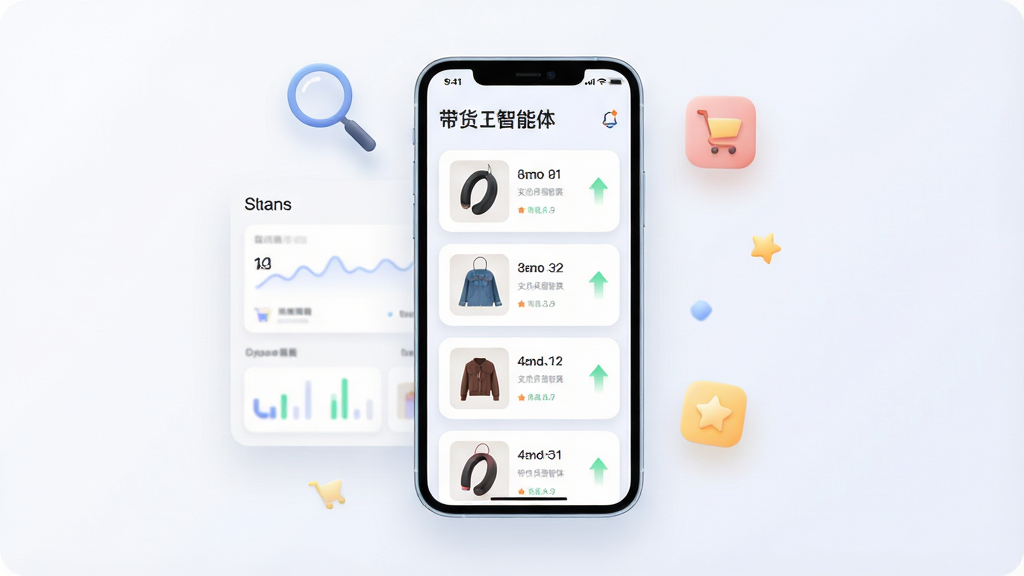 一个悬浮的智能手机界面,屏幕中显示