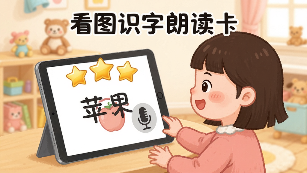 һ��չʾ��ͼʶ���ʶ����������ֹ��ܵ�ͼƬ������������һ����ͨСŮ������ƽ������ʶ�����Ļ����ʾ�ź��֡�ƻ��������˷�ͼ�꣬�Աߵ������Ž�ɫ���ǵ����ַ�������������ܰ�Ķ�ͯ���������Ϳɰ��������������ɾ����޶���Ԫ�أ�ͼƬ�д����֡���ͼʶ���ʶ�����