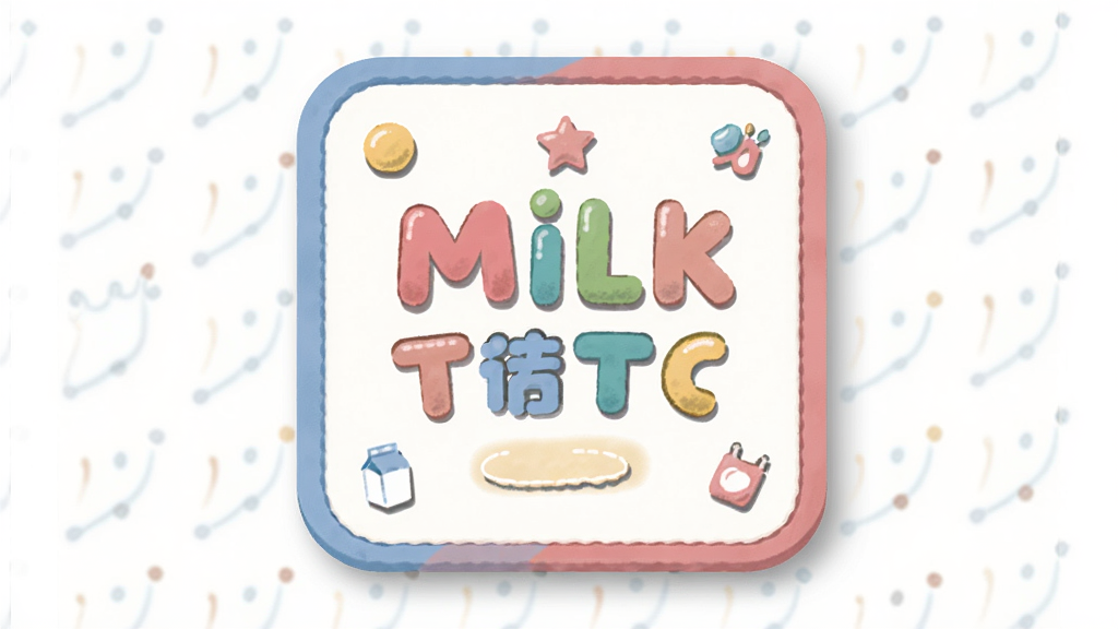 Milk传讯字卡制作完成效果预览图,主体为一张色彩明快的方形字卡图片,布局为居中文字排版,风格为扁平插画风,细节包括圆角边框、柔和阴影、装饰小图标,画质高清,干净,无多余元素