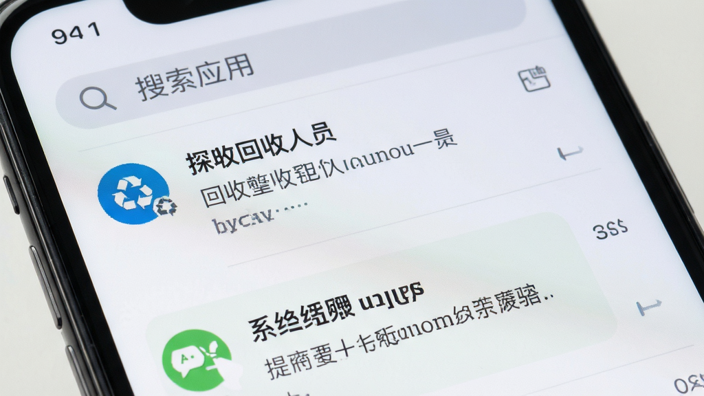 手机屏幕显示探废应用的消息通知列表,包含回收人员回复与系统提示,界面简洁,顶部有搜索栏,背景为浅灰色,风格干净实用,细节清晰,画质高清无多余元素